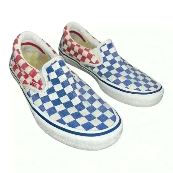 Vans Classic Slip-On Checkerboard Red Blue M 6.5 / W 8 pre-owned - Picture 2 of 11
